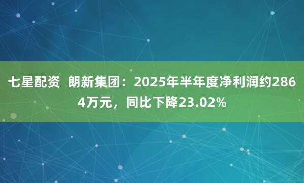 七星配资  朗新集团：2025年半年度净利润约2864万元，同比下降23.02%